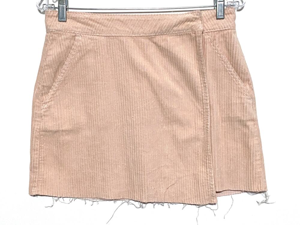 Pacsun Mini Skirt 27 Light Pink Corduroy Raw Hem Feminine Y2K Soft Grunge Pocket